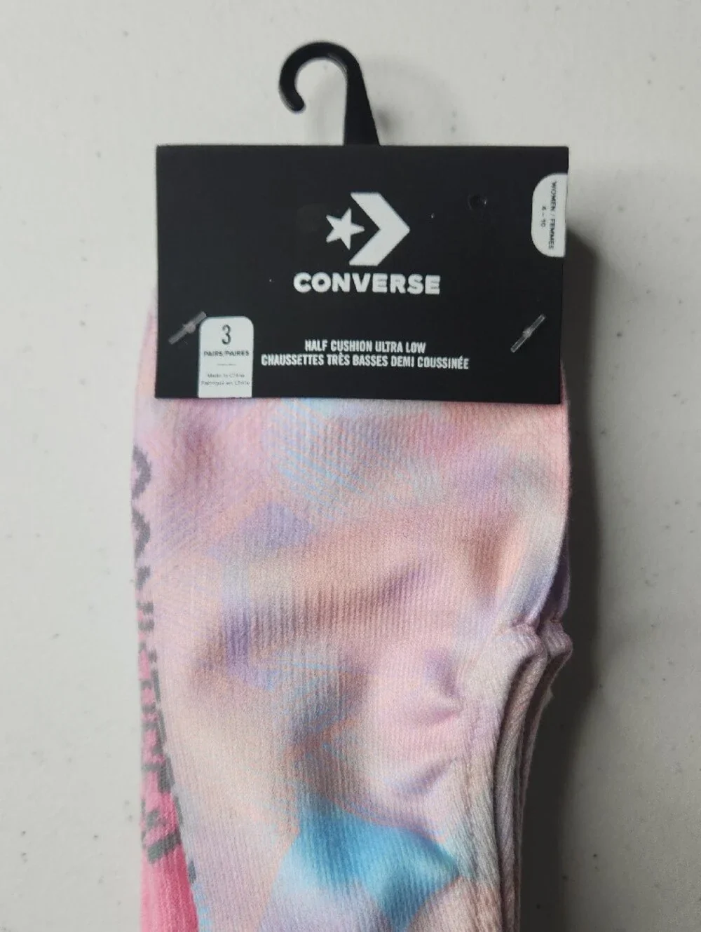 Converse Women’s Low-Cut Tie-Dye Athletic Socks - Pink, Blue, Purple